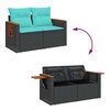 vidaXL 7 Piece Garden Sofa Set with Cushions Black Poly Rattan Acacia