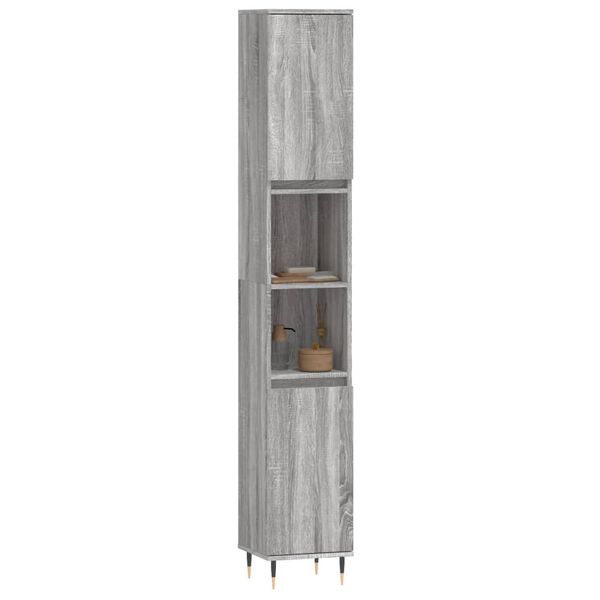 vidaXL Bathroom Cabinet Grey Sonoma 30x30x190 cm Engineered Wood