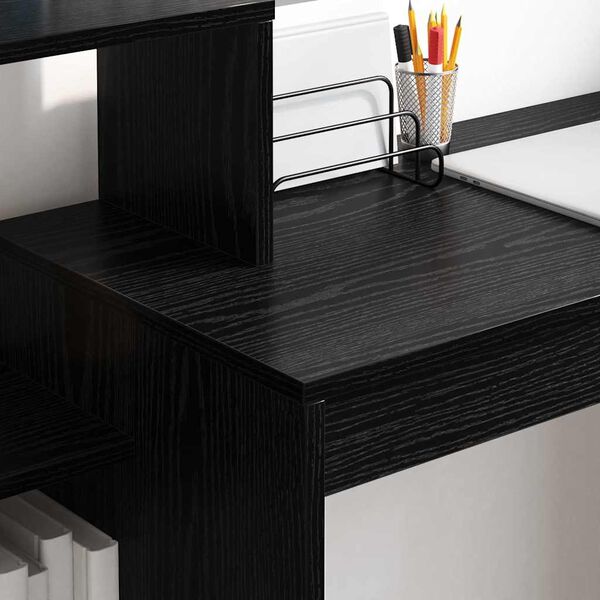 vidaXL Desk with Shelf Black oak 100 x 40 x 90 cm Engineered wood