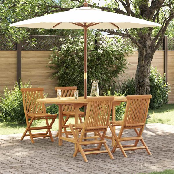 vidaXL Garden Dining Set 5 pcs Brown Solid Teak Wood