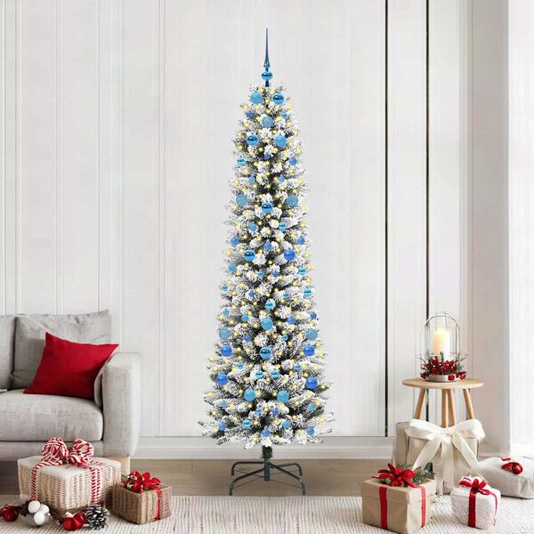 vidaXL Artificial Christmas Tree with 300 LEDs with Stand White 210 cm