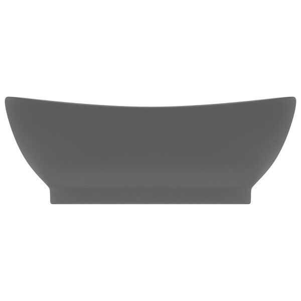 vidaXL Luxury Basin Overflow Oval Matt Dark Grey 58.5x39 cm Ceramic