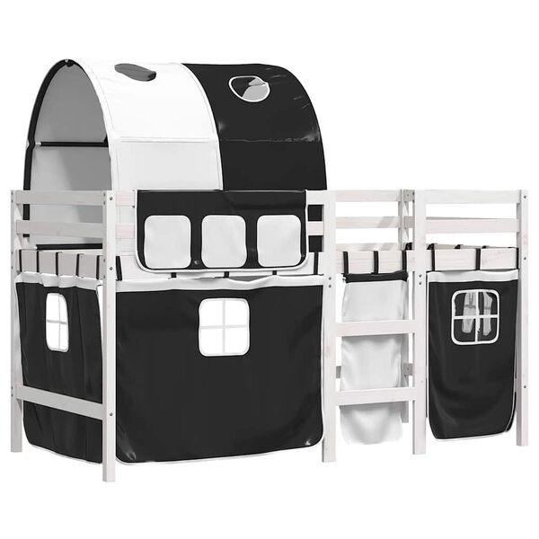 vidaXL Kids' Loft Bed with Tunnel without Mattress White&Black 90x190 cm Single