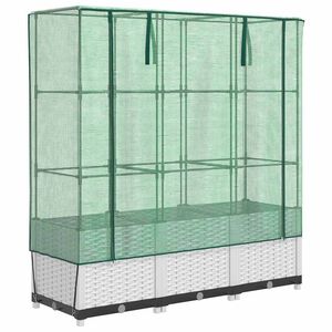 vidaXL Raised Bed with Greenhouse Cover Rattan Look 120x40x138 cm