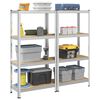 vidaXL 4-Layer Storage Shelves 2 pcs Silver Steel&Engineered Wood