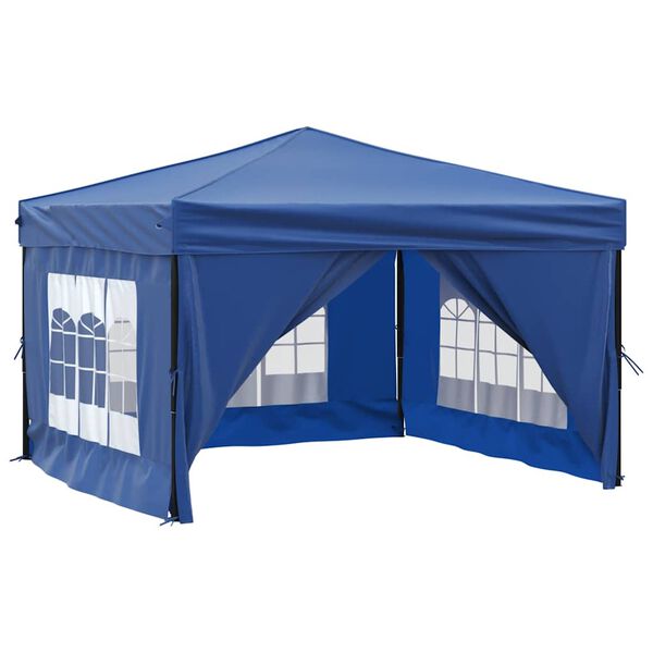 vidaXL Folding Party Tent with Sidewalls Blue 3x3 m