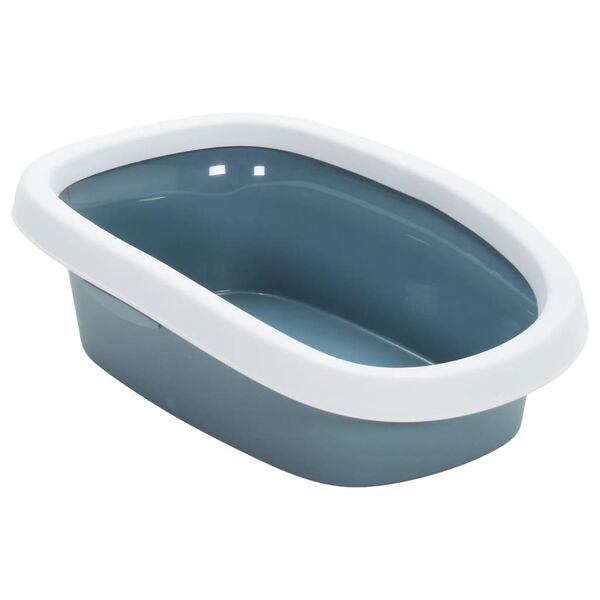 vidaXL Cat Litter Tray White and Blue 58x39x17 cm PP
