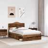 vidaXL Bed Frame with Headboard Old Wood 120 x 200 cm Solid Pine Wood