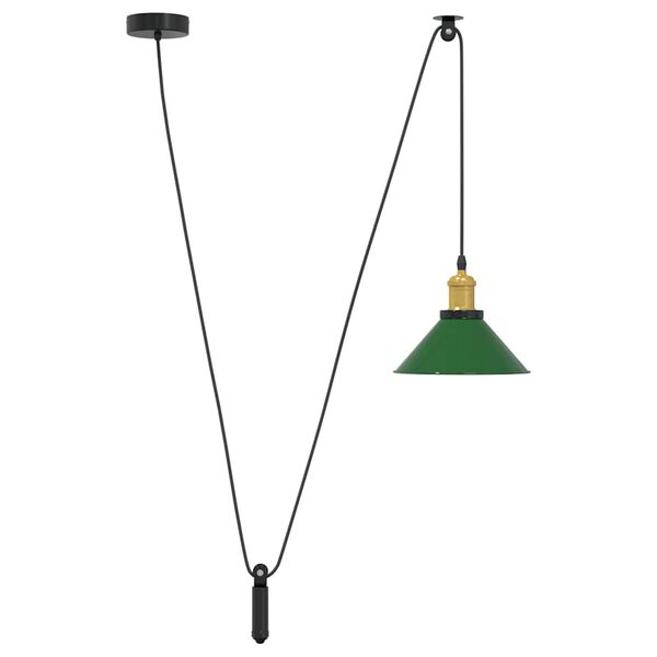 vidaXL Pendant Lamp Height Adjustable E27 Gloss Green Ø 22 cm Metal
