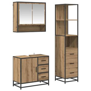 vidaXL Bathroom Furniture Set 3 pcs Artisan Oak Engineered Wood