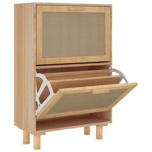 vidaXL Shoe Cabinet Brown 52x25x80 cm Engineered Wood&Natural Rattan