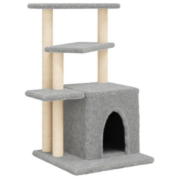 vidaXL Cat Tree with Sisal Scratching Posts Light Grey 83.5 cm