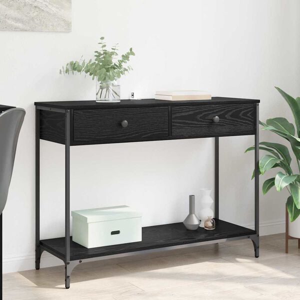 vidaXL Console Table Black Oak 100 x 34.5 x 75 cm Engineered Wood