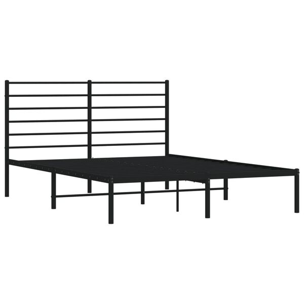 vidaXL Metal Bed Frame without Mattress with Headboard Black 120x200cm