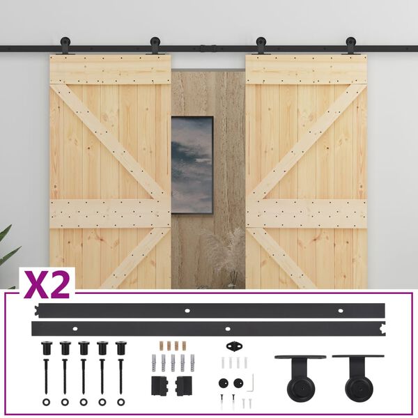 vidaXL Sliding Door with Hardware Set 80x210 cm Solid Pine Wood