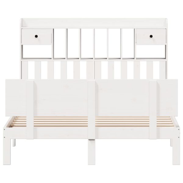 vidaXL Bookcase Bed without Mattress White 150x200 cm King Size Solid Wood Pine
