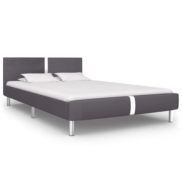 vidaXL Bed Frame without Mattress Grey Faux Leather 135x190 cm Double
