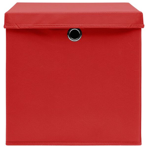 vidaXL Storage Boxes with Covers 4 pcs 28x28x28 cm Red