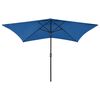 vidaXL Garden Parasol with LEDs and Steel Pole Azure Blue 2x3 m