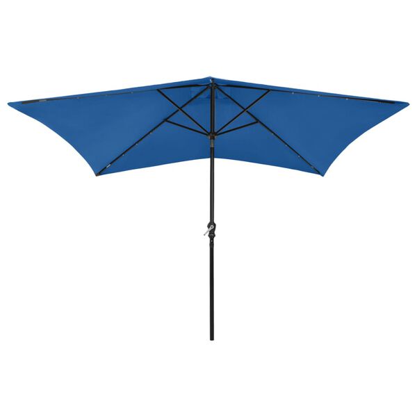 vidaXL Garden Parasol with LEDs and Steel Pole Azure Blue 2x3 m