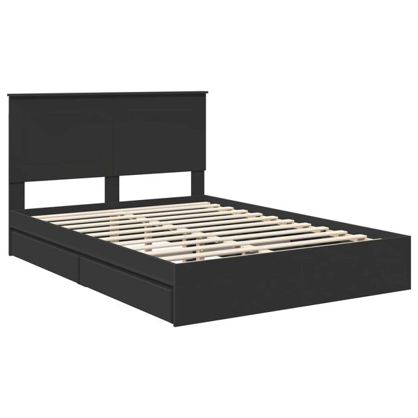 vidaXL Storage Bed with Headboard Black 140 x 190 cm Engineered Wood