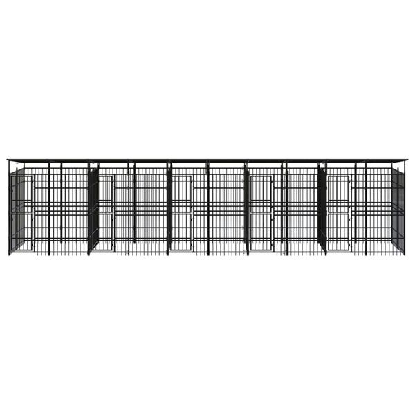 vidaXL Outdoor Dog Kennel with Roof Steel 18.43 m&sup2;