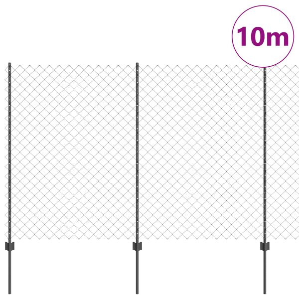 vidaXL Fence with Post Grey 1.6 x 10 m Steel and PVC