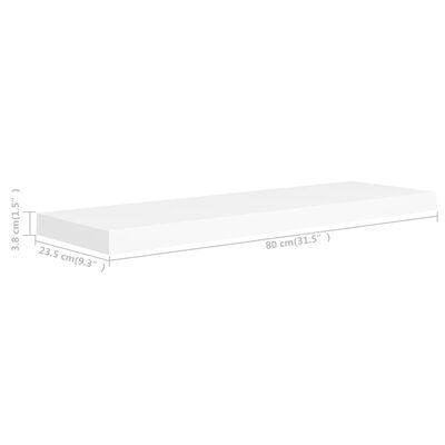 vidaXL Floating Wall Shelf White 80x23.5x3.8 cm MDF