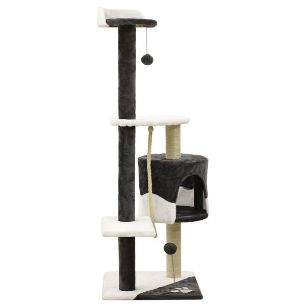 vidaXL Cat Tree with Sisal Scratching Posts Dark Grey and White 120 cm
