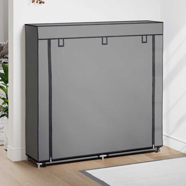 vidaXL Shoe Cabinet with Cover Grey 115x28x110 cm Fabric