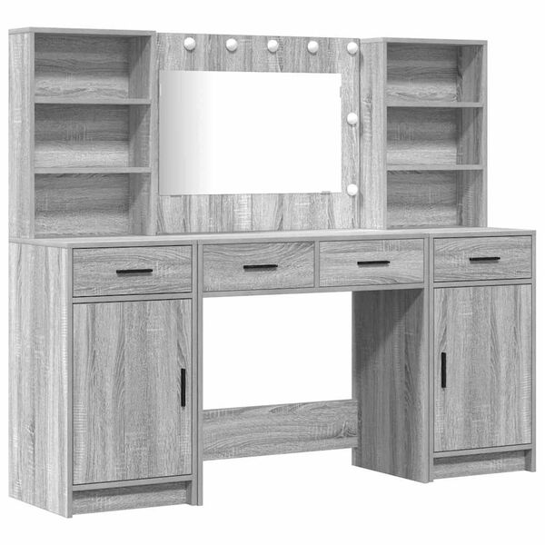 vidaXL Dressing Table Set with Shelf 3 pcs Grey Sonoma Engineered Wood