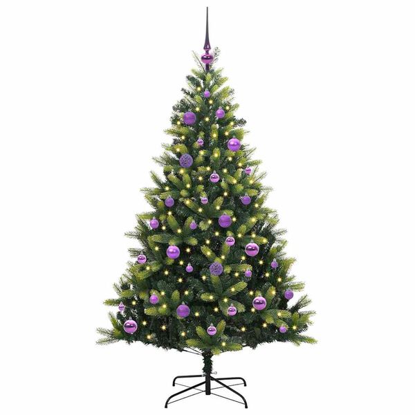 vidaXL Artificial Hinged Christmas Tree 150 LEDs Green 150 cm