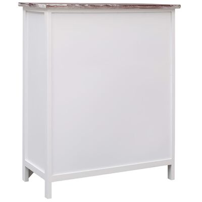 vidaXL Side Cabinet Brown and White 60x30x75 cm Paulownia Wood