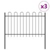 vidaXL Garden Fence 3 pcs Grey 5.1 x 0.8 m Powder-coated Steel
