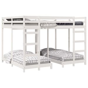 vidaXL Triple Bunk Bed Frame White 160 x 200 cm Solid Pine Wood