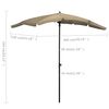 vidaXL Garden Parasol with Pole 200x130 cm Taupe