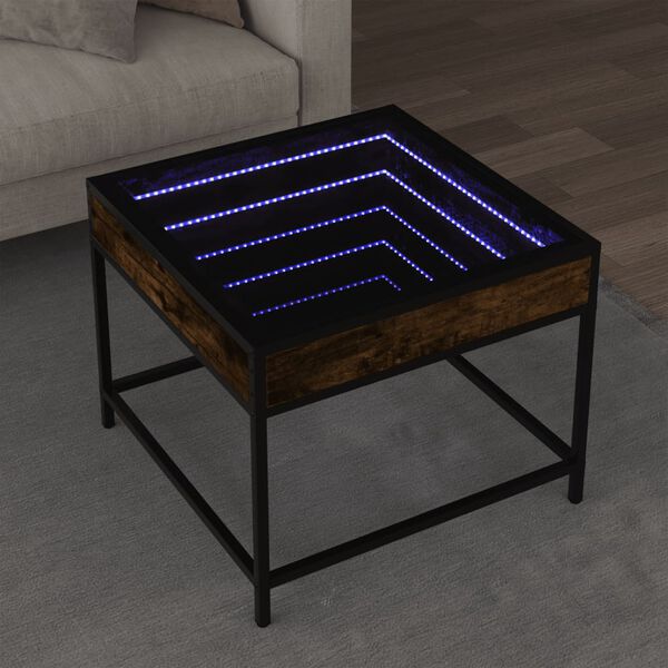 vidaXL Coffee Table with Infinity LED Smoked Oak 50x50x41 cm
