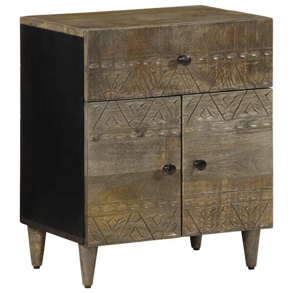 vidaXL Bedside Cabinet Light Grey 50x33x60 cm Solid Wood Mango