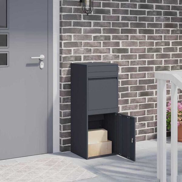 vidaXL Parcel Drop Box with Storage Anthracite 41 x 38 x 103 cm Steel