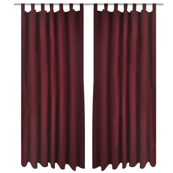 2 pcs Bordeaux Micro-Satin Curtains with Loops 140 x 225 cm