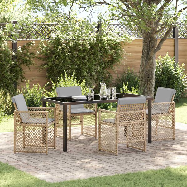 vidaXL Garden Dining Set 5 pcs Beige Poly Rattan