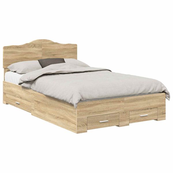 vidaXL Bed Frame with Drawer Sonoma Oak 120 x 200 cm Engineered Wood