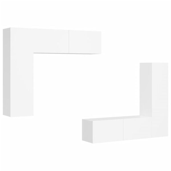 vidaXL 4 Piece TV Cabinet Set White Engineered Wood