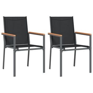 vidaXL Garden Chairs 2 pcs Black 55x61.5x90 cm Textilene and Steel
