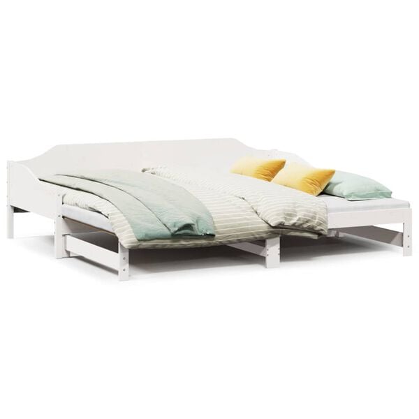 vidaXL Daybed with Trundle without Mattress White 90x200 cm Solid Wood