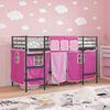 vidaXL Kids'Loft Bed Frame with Curtains Black and Pink 99.5 x 190 cm