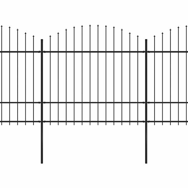 vidaXL Garden Fence with Spear Top Steel 1781.5x175 cm Black