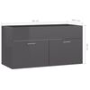 vidaXL Sink Cabinet with Built-in Basin High Gloss Grey Engineered Wood