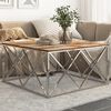 vidaXL Coffee Table Silver Stainless Steel and Solid Reclaimed Wood