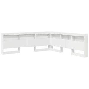 vidaXL Storage Headboard with Shelf White 200 cm Engineered Wood